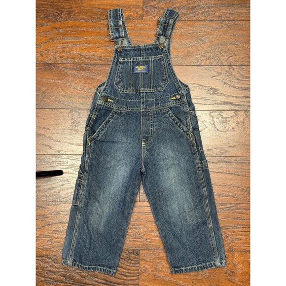 Toddler 2T Denim Corduroy Overalls Bundle 2 Pack Adjustable Straps Farm Patch - Picture 3 of 12